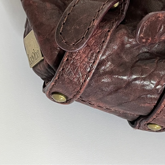 Kooba Ana Burgundy Glazed Pebble Leather Handbag - Picture 8 of 12